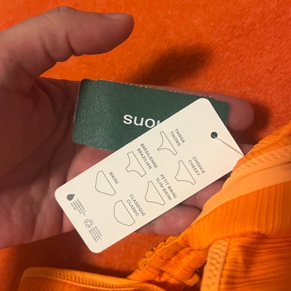 Orange tangerine raised ribbed cutout one-piece swimsuit NWT - Picture 6 of 12